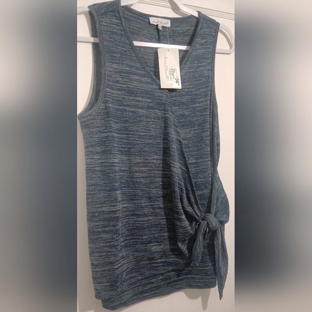 Keren Hart Women's Blue Tie-Front Tank Top NWT - Picture 3 of 4